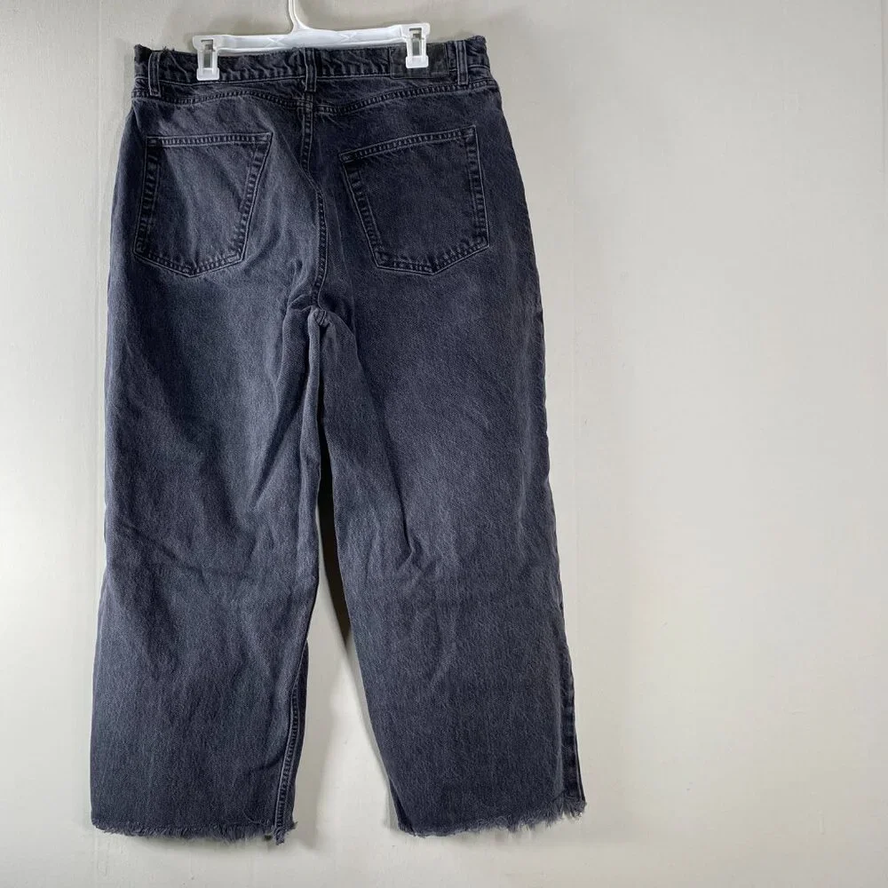 Urban Outfitters BDG Jack Wide Leg Jeans Men's 34 High Rise Gray Frayed Hem - Picture 2 of 14